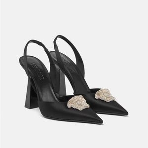 La Medusa Satin Slingback Pumps